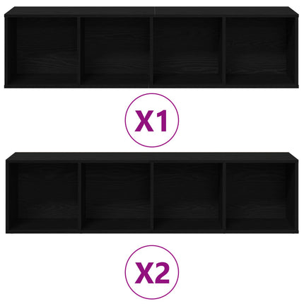 Hyllsystem 3 pcs Svart Ek 36 x 30 x 143 cm Konstruerat trä