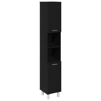 Badrumsmöbelset 4 pcs Svart 30 x 30 x 179,5 cm Konstruerat trä