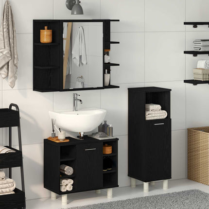 Badrumsmöbelset 3 pcs Svart 30 x 30 x 99,5 cm Konstruerat trä