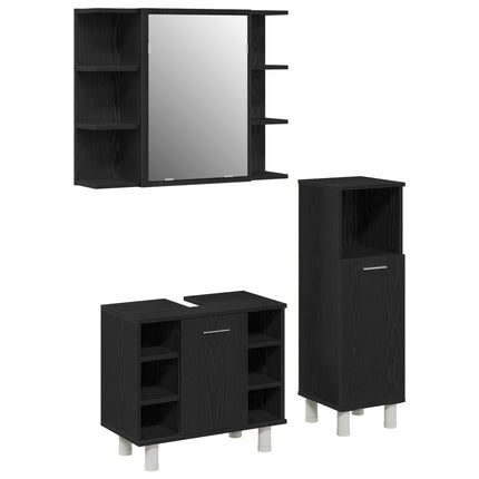 Badrumsmöbelset 3 pcs Svart 30 x 30 x 99,5 cm Konstruerat trä