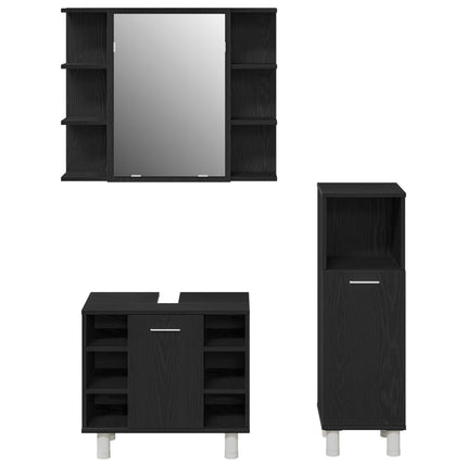 Badrumsmöbelset 3 pcs Svart 30 x 30 x 99,5 cm Konstruerat trä