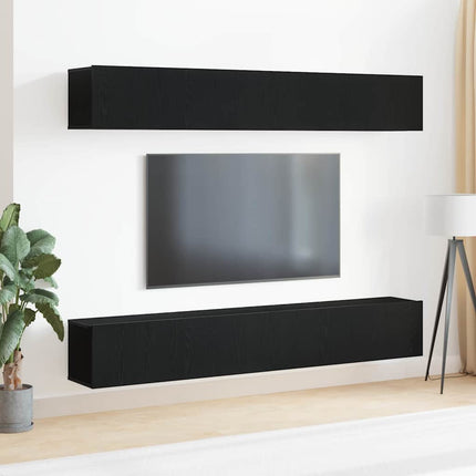 TV-bänkset 4 st 100 x 30 x 30 cm Svart Ek