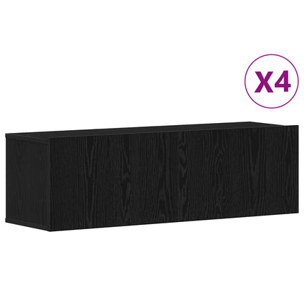 TV-bänkset 4 pcs Svart Ek 100 x 30 x 30 cm Konstruerat trä