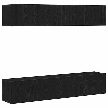 TV-bänkset 4 pcs Svart Ek 80 x 30 x 30 cm Konstruerat trä