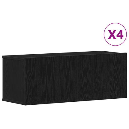 TV-bänkset 4 pcs Svart Ek 80 x 30 x 30 cm Konstruerat trä
