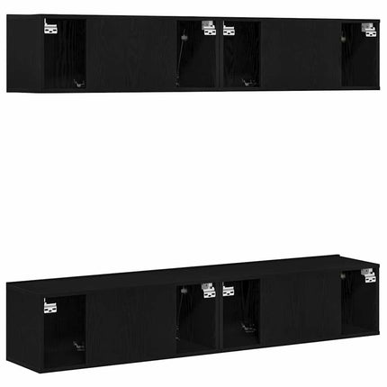 TV-bänkset 4 pcs Svart Ek 80 x 30 x 30 cm Konstruerat trä
