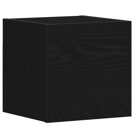 TV-bänkset 4 pcs Svart Ek 130,5 x 30 x 140 cm Konstruerat trä