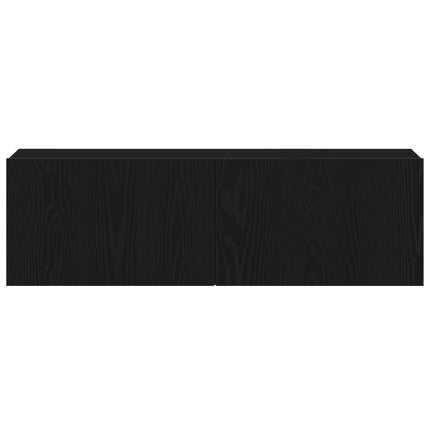 TV-bänkset 4 pcs Svart Ek 130,5 x 30 x 140 cm Konstruerat trä