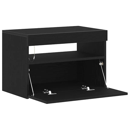 Nattduksbord Svart Ek 60 x 35 x 40 cm Konstruerat trä