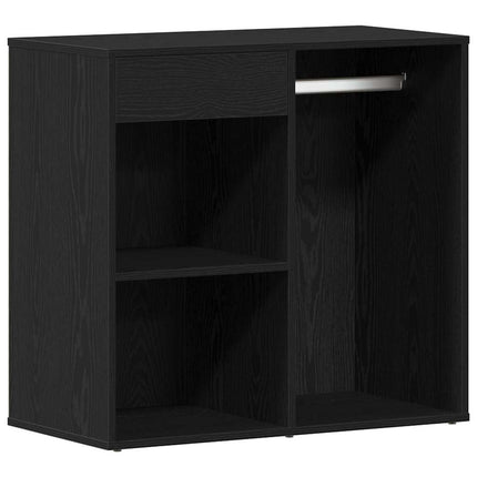 Sminkbordssats med LED med låda 4 pcs Svart Ek Konstruerat trä
