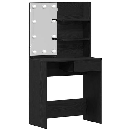 LED Sminkbord Set 2 st Svart Ek 74,5 x 40 x 141 cm