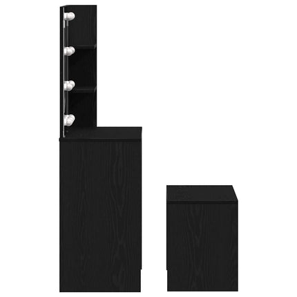 LED Sminkbord Set 2 st Svart Ek 74,5 x 40 x 141 cm