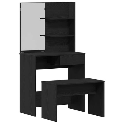 Skrivbordsset 2 st Svart Ek 74,5 x 40 x 141 cm Konstruerat trä