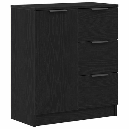 Sideboard med låda Svart Ek 120 x 30 x 70 cm Konstruerat trä
