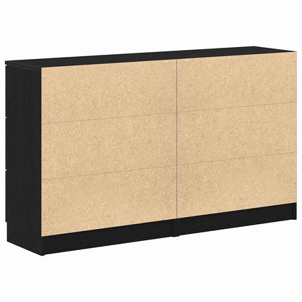 Sideboard med låda Svart Ek 120 x 30 x 70 cm Konstruerat trä