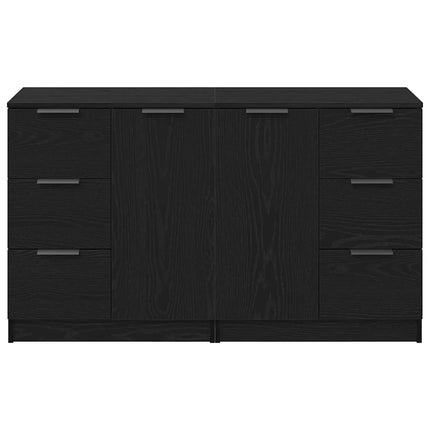 Sideboard med låda Svart Ek 120 x 30 x 70 cm Konstruerat trä