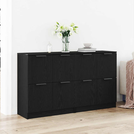 Sideboard 2 pcs Svart Ek 60 x 30 x 70 cm Konstruerat trä