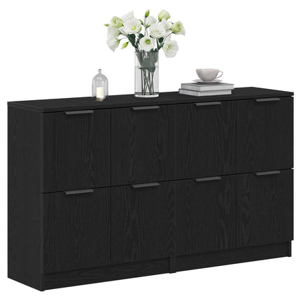 Sideboard 2 pcs Svart Ek 60 x 30 x 70 cm Konstruerat trä