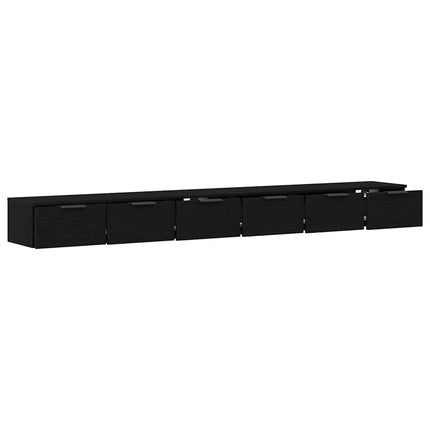 Väggmonterat skåp Väggmonterat 2 st Svart Ek 102 x 30 x 20 cm
