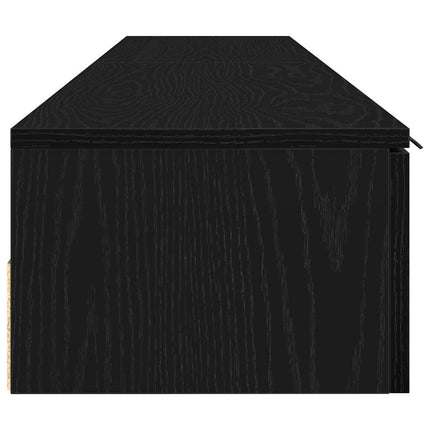 Väggmonterat skåp med låda 2 pcs Svart Ek 102 x 30 x 20 cm