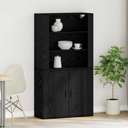 Skåp Svart Ek 80 x 33 x 150 cm Konstruerat trä