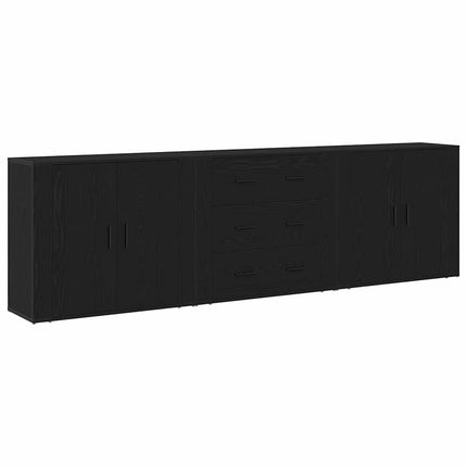 Sideboard med låda Svart Ek 240 x 33 x 70 cm Konstruerat trä