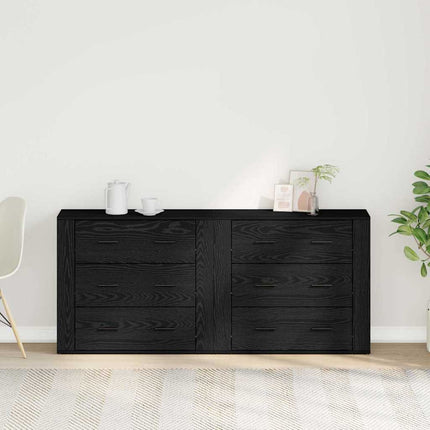 Sideboard med låda Svart Ek 160 x 33 x 70 cm Konstruerat trä
