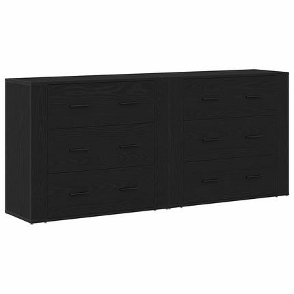 Sideboard med låda Svart Ek 160 x 33 x 70 cm Konstruerat trä