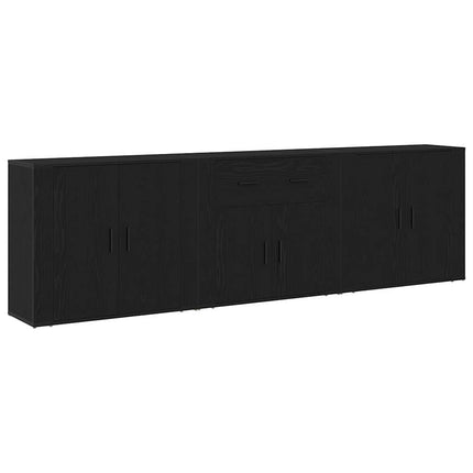Sideboard med låda Svart Ek 240 x 33 x 70 cm Konstruerat trä
