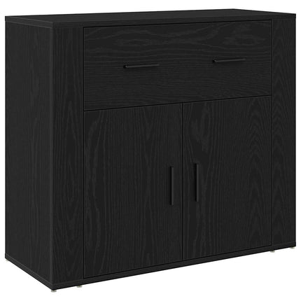 Sideboard med låda Svart Ek 240 x 33 x 70 cm Konstruerat trä