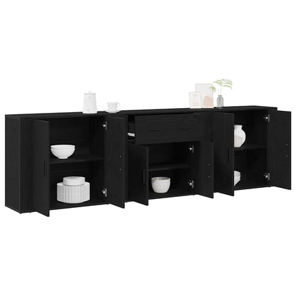 Sideboard med låda Svart Ek 240 x 33 x 70 cm Konstruerat trä
