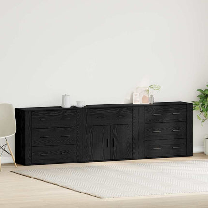 Sideboard med låda Svart Ek 240 x 33 x 70 cm Konstruerat trä