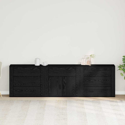 Sideboard med låda Svart Ek 240 x 33 x 70 cm Konstruerat trä