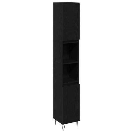 Badrumsmöbelset med låda 3 pcs Svart Ek 30 x 30 x 190 cm