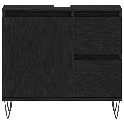 Badrumsmöbelset med låda 3 pcs Svart Ek 30 x 30 x 190 cm