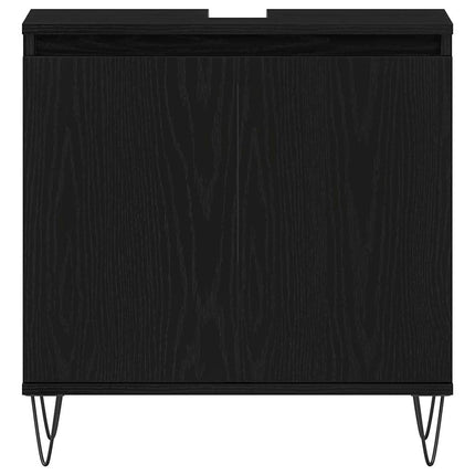 Badrumsmöbelset med lagring 3 pcs Svart Ek 30 x 30 x 190 cm