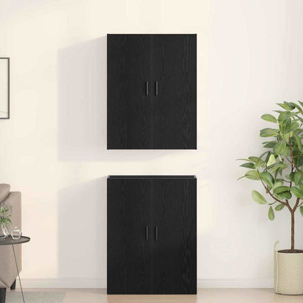 Väggmonterat skåp Väggmonterad 2 pcs Svart Ek 69,5 x 34 x 90 cm