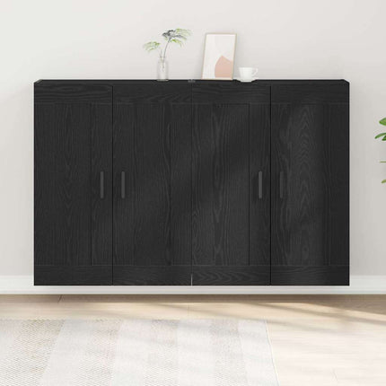 Väggmonterat skåp Väggmonterad 2 pcs Svart Ek 69,5 x 34 x 90 cm