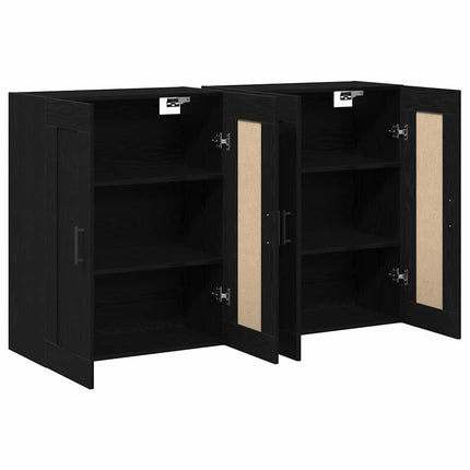 Väggmonterat skåp Väggmonterad 2 pcs Svart Ek 69,5 x 34 x 90 cm