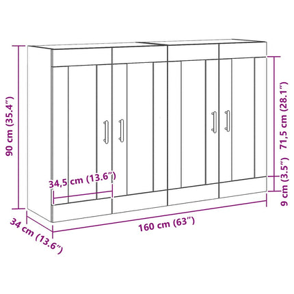 Väggmonterat skåp Väggmonterad 2 pcs Svart Ek 69,5 x 34 x 90 cm
