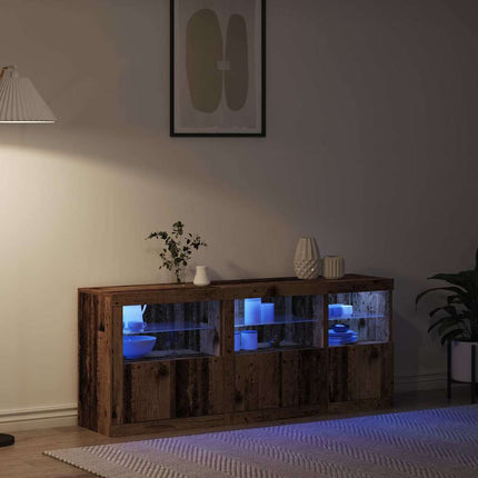 LED-sido bord Gammalt trä 162 x 37 x 67 cm Konstruerat trä