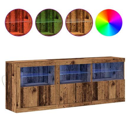 LED-sido bord Gammalt trä 181 x 37 x 67 cm Konstruerat trä