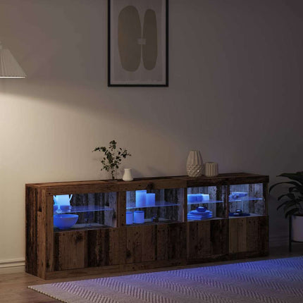 LED-sido bord Gammalt trä 202 x 37 x 67 cm Konstruerat trä