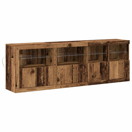 LED-sido bord Gammalt trä 202 x 37 x 67 cm Konstruerat trä