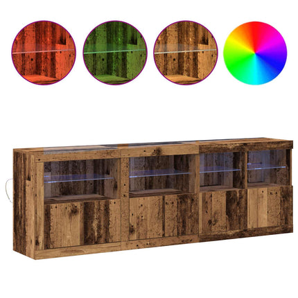 LED-sido bord Gammalt trä 202 x 37 x 67 cm Konstruerat trä