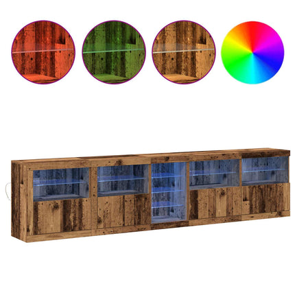 LED-sido bord Gammalt trä 283 x 37 x 67 cm Konstruerat trä