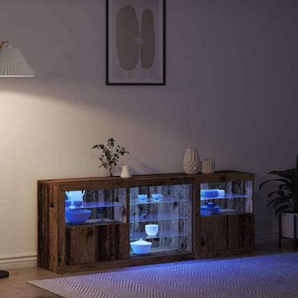 LED-sido bord Gammalt trä 181,5 x 37 x 67 cm Konstruerat trä