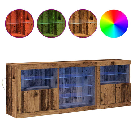 LED-sido bord Gammalt trä 181,5 x 37 x 67 cm Konstruerat trä