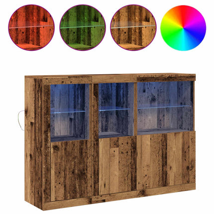 LED-sido bord Gammalt trä 142,5 x 37 x 100 cm Konstruerat trä