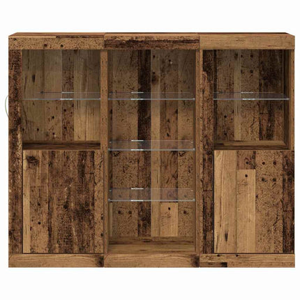 LED-sido bord Gammalt trä 123 x 37 x 100 cm Konstruerat trä